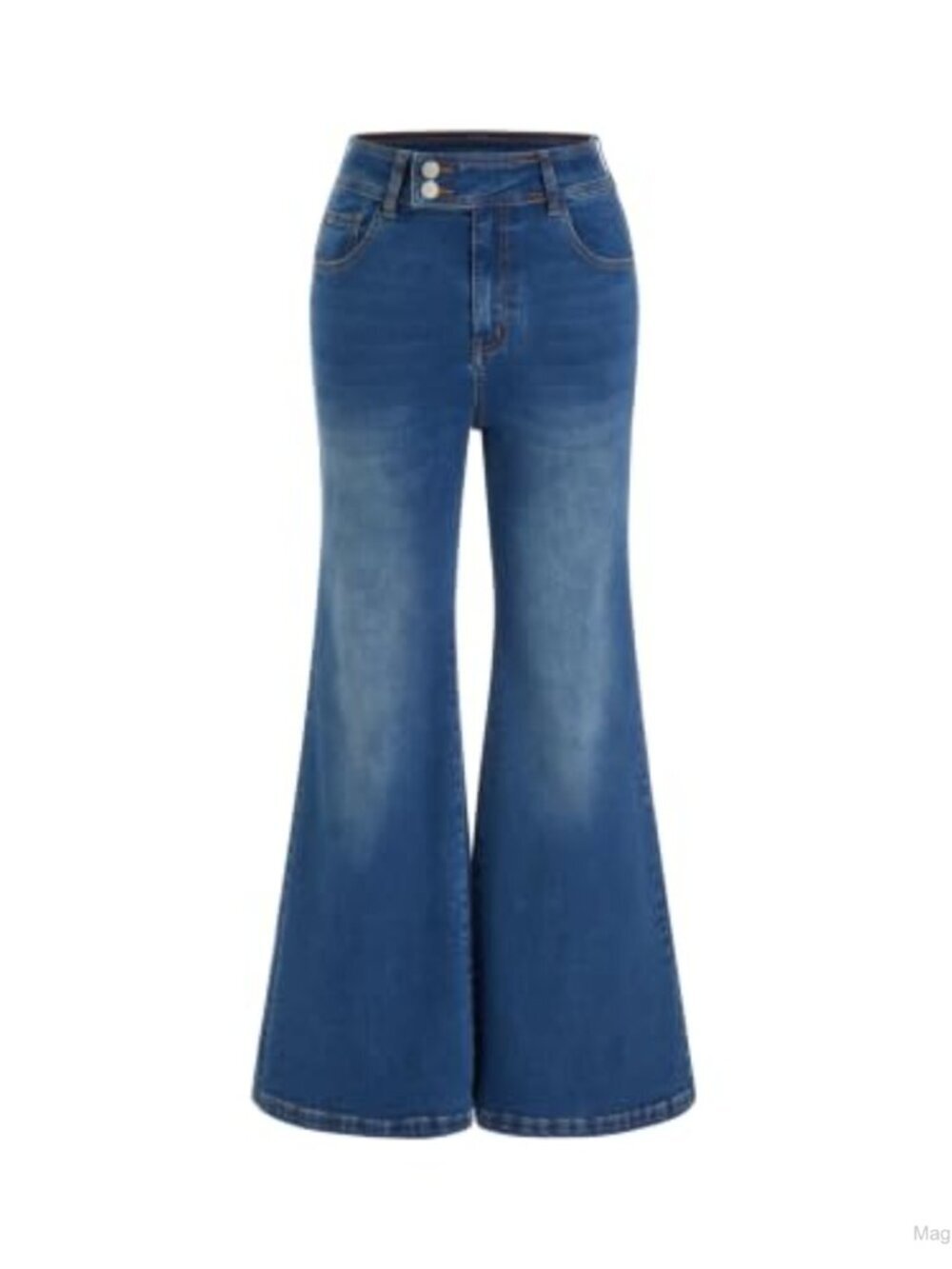 High Waist Pull On Flare Jeans Stretchy Wide Leg with Pockets Women's Denim